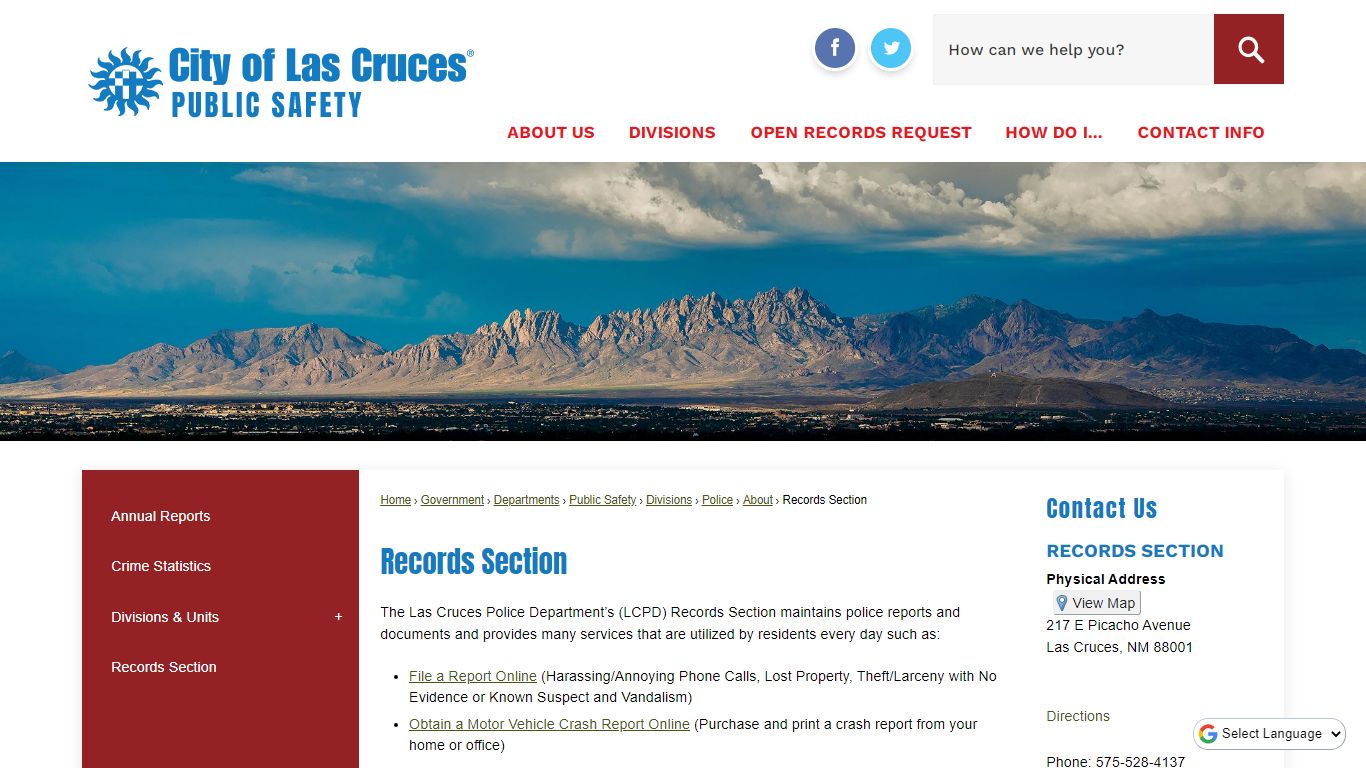 Records Section | Las Cruces, NM